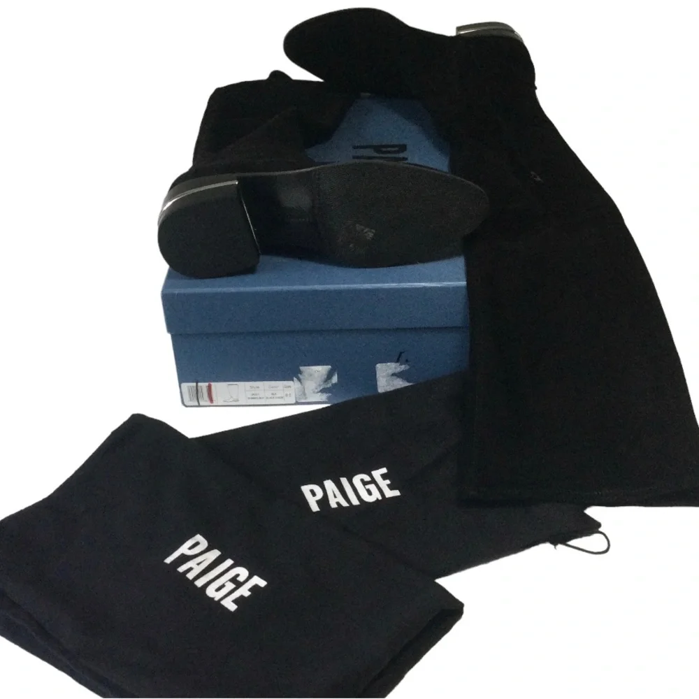 PAIGE Jacey Over The Knee Stretch Boots Black Suede Size 8.5 New With Box